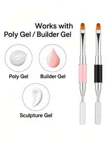 Cọ quét gel đầu nhọn màu đen 2 trong 1 kiêm dụng cụ đẩy biểu bì; Cọ quét gel UV & dụng cụ cạo; Dụng cụ làm móng gel nối dài acrylic; Thiết kế hai đầu; Thép không gỉ bền; Dễ dàng vệ sinh; Đầu cọ lông mềm chính xác; Thích hợp cho mọi loại gel - Nhiều màu - Xem 5