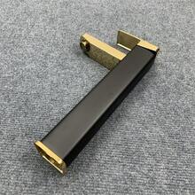 一套方形黑金不锈钢浴室洗脸盆龙头，高度 29 厘米/11.42 英寸，触控式台上盆龙头，现代简约设计，适用于浴室 - 黑金色 - 查看 6
