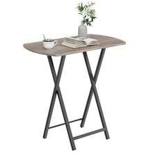 Side Table, Folding Tray Table, Snack Dinner Tables For Eating At Couch, Sofa End Table For Small Space, Living Room, Industrial, Easy Storage, Stable Metal Frame - Grey - View 3