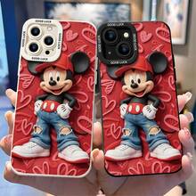 Disney Mickey Mouse Phone Case, Streetwear Style Protective Cover. Compatible With IPhone 17, 16, 15, 14, 13, 12, 11 Pro Series And Galaxy S22, S23, S24, S25 Models, Featuring Mickey In A Red Cap, Ripped Jeans, And Sneakers Against A Red Heart-Pattern Background, Perfect For  Disney Lovers, Ideal For Birthdays, Holidays, Anniversaries, Graduation Gifts, Or Any Special Occasion To Surprise Family, Friends, Classmates, And Loved Ones. - màu đen - Xem 3