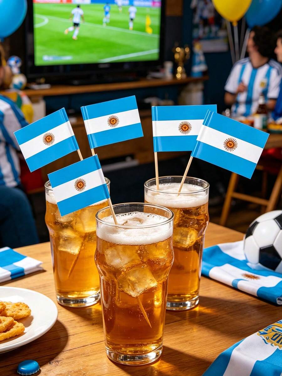100入/10入 阿根廷國旗牙籤旗，迷你阿根廷國旗杯子蛋糕裝飾，雞尾酒起司裝飾，蛋糕配件，主題派對愛國裝飾，生日、雞尾酒、水果蛋糕，阿根廷國旗牙籤旗，雞尾酒吸管，紙杯裝飾，甜點裝飾，派對用品 - A - 查看 1