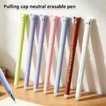 6pcs Fox Shaped Erasable Pens Set, 6 Colors Ink, Smooth Writing, Built-In Eraser, Classroom Gift, Suitable For Note-Taking, Writing, Diary, Homework, Office, Back To School Stationery - Multicolor - View 1