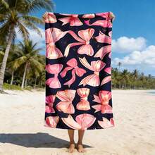 1 pezzo Asciugamano da spiaggia con fiocco rosa e accenti dorati, leggero, portatile, morbido e confortevole, altamente assorbente, asciugatura rapida, unisex, adatto per spiaggia, campeggio, nuoto, immersioni, surf, viaggi, regalo ideale per Pasqua, regalo estivo, regalo di compleanno - Multicolore - Visualizzare 6