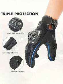 Un par de guantes de motocicleta con pantalla táctil, guantes de motocross y carreras todoterreno negros para motociclistas - Negro - Ver 2