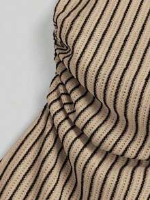Top bandeau ajustado minimalista casual de mujer, bajo asimétrico, estampado de lunares, conjunto de verano - Albaricoque - Ver 3