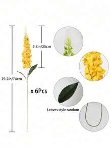 6支/1支黄色非洲菊人造丝花，长茎，仿风信子花，适用于婚礼、家居、户外、派对、花卉装饰、餐桌摆设、花园、酒店、厨房、壁炉、春季、情人节、母亲节、派对用品、DIY拱门、花环，是送给女性、女孩、教师的理想礼物。 - 黃色 - 查看 9