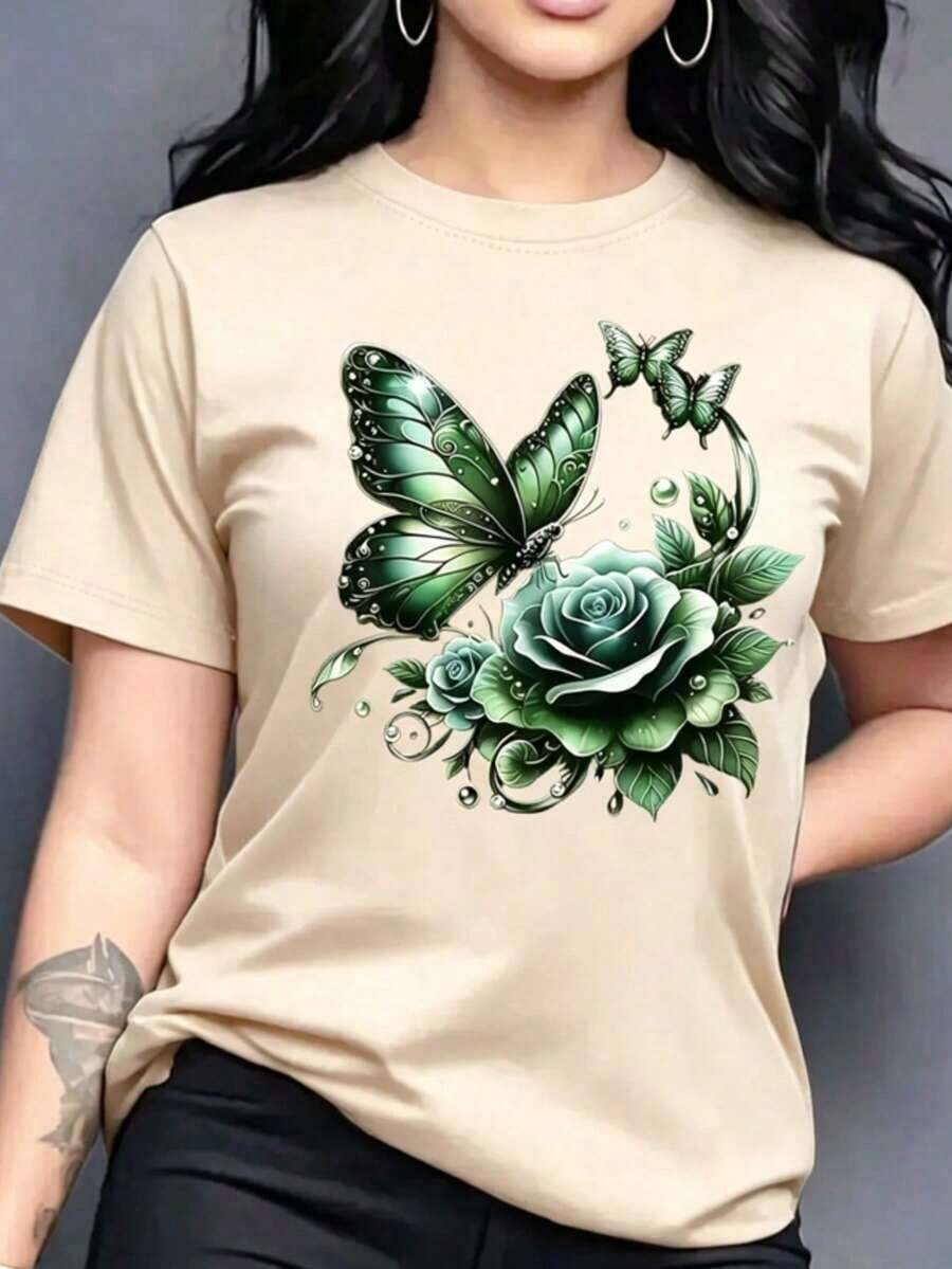 1 Piece Casual Fashion For Men And Women Spring Tops Fashion Letter Print Women's Round Neck Pure Cotton T-Shirt Simple Design, Comfortable And Breathable Suitable For Casual Daily Wear, Versatile, Shows Natural And Elegant Style, Summer Party Essential, Local Delivery Loose And Comfortable Versatile For Summer, Easy To Match, For Daily Wear, Urban Style, Vacation Outfits, Weekend Outfits. - 杏色 - 查看 1