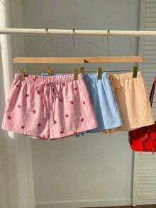 3 pantalones cortos sueltos y casuales con cintura de atar para mujer - Multicolor 11 - Ver 5
