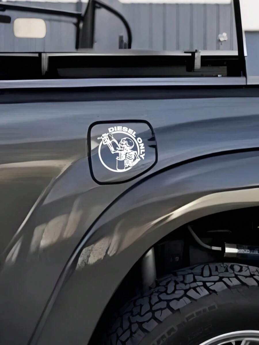 Funny Skull Fuel Label Sticker, Vinyl Fuel Tank Cap Decal, Car Modification/Computer Decoration Sticker - A - View 1