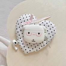 Ốp bảo vệ tai nghe Bluetooth không dây Apple Pro 3 hình chú cún dễ thương 3D thời trang mới, vỏ silicon bảo vệ tương thích với tai nghe Apple 1/2/4. - trắng - Xem 2