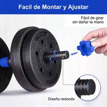 Dumbbells, Weights, Straight Bar, Exercise Kit, Adjustable, 10kg - Blue - View 9