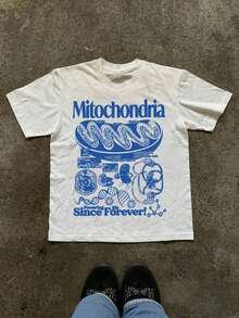 Camiseta de mujer de manga corta con cuello redondo y estampado de letras, casual de verano-Vintage Street Style Unisexoose Cotton Short Sleeve Crew Neck T-Shirt - Blanco - Ver 6