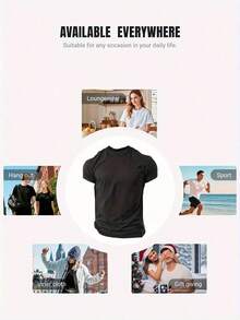 1 pieza de camiseta para mujer, camiseta casual de manga corta y cuello redondo, de algodón suave lavado con estampado, para uso diario en verano, 180g, 100% algodón lavado (tallas S-3XL). - Negro - Ver 7