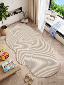 1pc Light Brown Subtle Line Design Decorative Rug, Suitable For Decorative Rug, Bedroom Decor, Small Rug, Carpet, Home Decor, Living Room Rug, Living Room Small Rug, Bedroom Rug, Living Room Home Decor, Outdoor Rug, Washable Rug - Light Brown - View 14