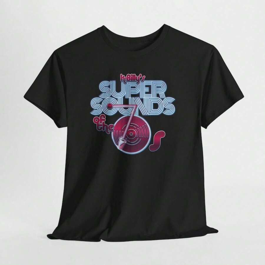 K-Billy's Super Sound Of The '70s Reservoir Dogs Men's T-Shirt In Dark Heather Navy, Black, And Red. Sizes S-5XL. 100% Cotton Unisex T-Shirt - Premium Casual Comfortable Fit - 黑色 - 查看 1