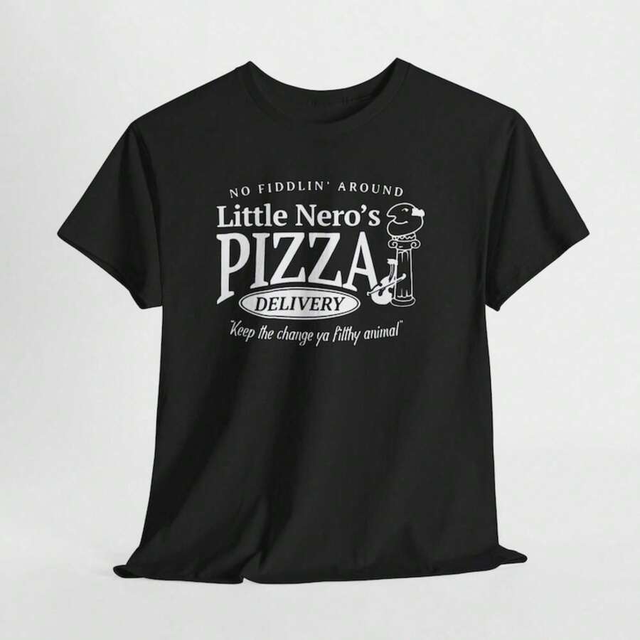 Men's T-Shirt From The Movie "Home Alone: The Little Nero's Pizza." Colors: Brown, Navy, Black, Blue, And Red. Sizes S-5XL. 100% Cotton Unisex T-Shirt - Premium Casual Comfortable Fit - 黑色 - 查看 1