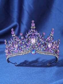 1pc Elegant Silver Rhinestone Women's Baroque Crown Headpiece, Bridal Wedding Hair Accessory, Romantic Princess Ball Party Tiara,Coronas - Multicolor - View 13