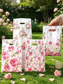 50 piezas Bolsas de regalo con rosas rosadas, bolsas de embalaje de regalo con flores de primavera, bolsas de recuerdo para fiestas de cumpleaños, bolsas de caramelos, bolsas de embalaje de regalo con tema vintage para fiestas, suministros para fiestas con tema floral, decoración de boda, bolsas de recuerdo para baby shower, bolsas de caramelos, decoración de rosas vintage, recuerdos para fiestas de cumpleaños de niñas, regalos de cumpleaños para damas - rosas rosadas - Ver 2