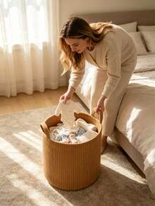 1pc Baby Room Storage Basket, Cotton Rope Basket, Portable, For Baby Clothes & Toys Storage - Multicolor - View 1
