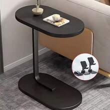 C-Shaped Compact Sofa Side End Table Coffee Laptop Table Living Room Bedroom UK - Brown - View 6