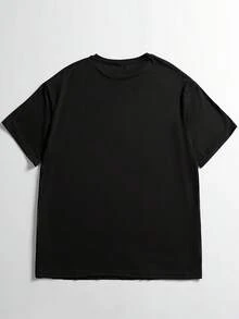Plus Size Casual T-Shirt For Women, Comfortable Everyday Wear T-Shirt, Loose Fit, Round Neck And Printed, Suitable For All Seasons, Machine Washable, Women's Clothing For Valentine's Day, For Dates, Christmas, Sexy Outfit. - 黑色 - 查看 2