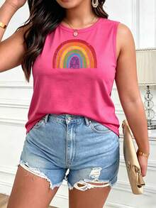 Plus Size Tank Tops Women,Workout Tops,Vacation Outfits Women,LGBTQ Rainbow Flag Gay Pride LGBT Awareness Ally Vintage ,Ropa De Gym,Beach,Gym Tops Women,Casual Summer Outfits,Graphic Tank Tops,Summer Outfits For Women - 粉色 - 查看 1