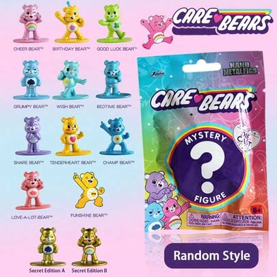 Simba JadaToys Rainbow Bear Care Bears Genuine Mini Figure Blind Bag / Blind Box Metal Collectible Figurine Toy - Surprise Gift For Girls And Kids On Birthdays And Holidays.