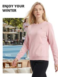 CAMEL CROWN Sweatshirt lengan panjang kerah bulat longgar untuk wanita, serbaguna untuk musim semi dan musim gugur, cocok untuk pakaian kasual di luar ruangan. - Bedak matte lembut - View 3