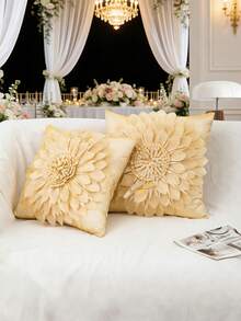 1/2 chiếc vỏ gối trang trí hình hoa cúc 3D màu nâu cà phê, chất liệu vải satin polyester, kiểu dáng hiện đại, trang trí phòng khách, phòng ngủ, ghế sofa, phong cách đồng quê mùa xuân/hè, sân hiên ngoài trời, sân vườn, trang trí nhà cửa, điểm nhấn hoa cho tiệc cưới, sinh nhật, phù hợp cho mọi mùa, không bao gồm ruột gối, kích thước 45*45cm. - Cà phê nâu - Xem 13