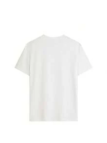 1 pieza/Set de camiseta de manga corta con cuello redondo y estampado de perlas para mujer, estilo casual y moderno, versátil y elegante para el verano. - Blanco - Ver 5