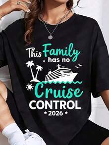 1 Piece. This 2026 Summer Vacation T-Shirt With The Phrase "This Family Doesn't Have Cruise Control" Is A Perfect Gift For Family Trips, Cruises, And Adventures. It's An Ideal T-Shirt To Give To Friends And Family On Any Holiday Or Special Occasion. 220g 180g 100% Cotton. - 白色 - 查看 8