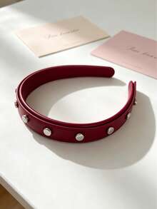 1pc Punk Style Faux Leather Rivet Headband, Retro Solid Color Non-Slip Hair Hoop, Y2K Streetwear Hair Accessories For Women Daily & Party Hair Accessories Hairband - Multicolor - View 10