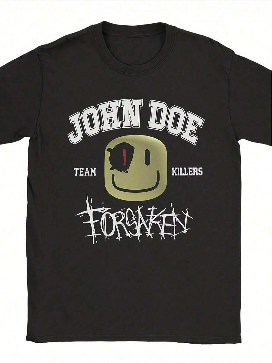 Camiseta de manga corta estilo retro, perfecta para la moda casual urbana. Camiseta para hombre "Forsaken John Doe" con un estampado sencillo pero icónico, esta camiseta de cuello redondo es adecuada para cualquier temporada y es versátil tanto para jugar videojuegos como para salidas informales. También es lavable a máquina, playera de hombre, , disponible en tallas tanto para niños como para adultos. - Negro - Ver 1