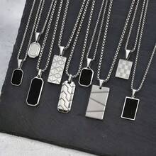 Vnox Collares con colgante de etiquetas de perro pequeñas para hombres y niños, etiqueta de perro militar de acero inoxidable de color negro y plateado con cadena de caja de regalo para él - PN-1857G - Ver 1