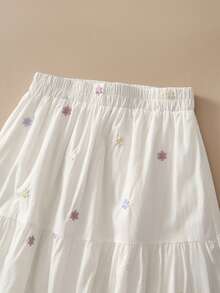 Chân váy cotton trắng thêu phong cách Bohemian thanh lịch thường ngày, chân váy thêu hoa phong cách Boho mặc hàng ngày & du lịch, kỳ nghỉ Xuân/Hè - trắng - Xem 4