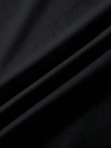 1 pieza Camiseta de manga corta con estampado de eslogan casual de verano, talla grande, 180g, 100% algodón - Negro - Ver 3
