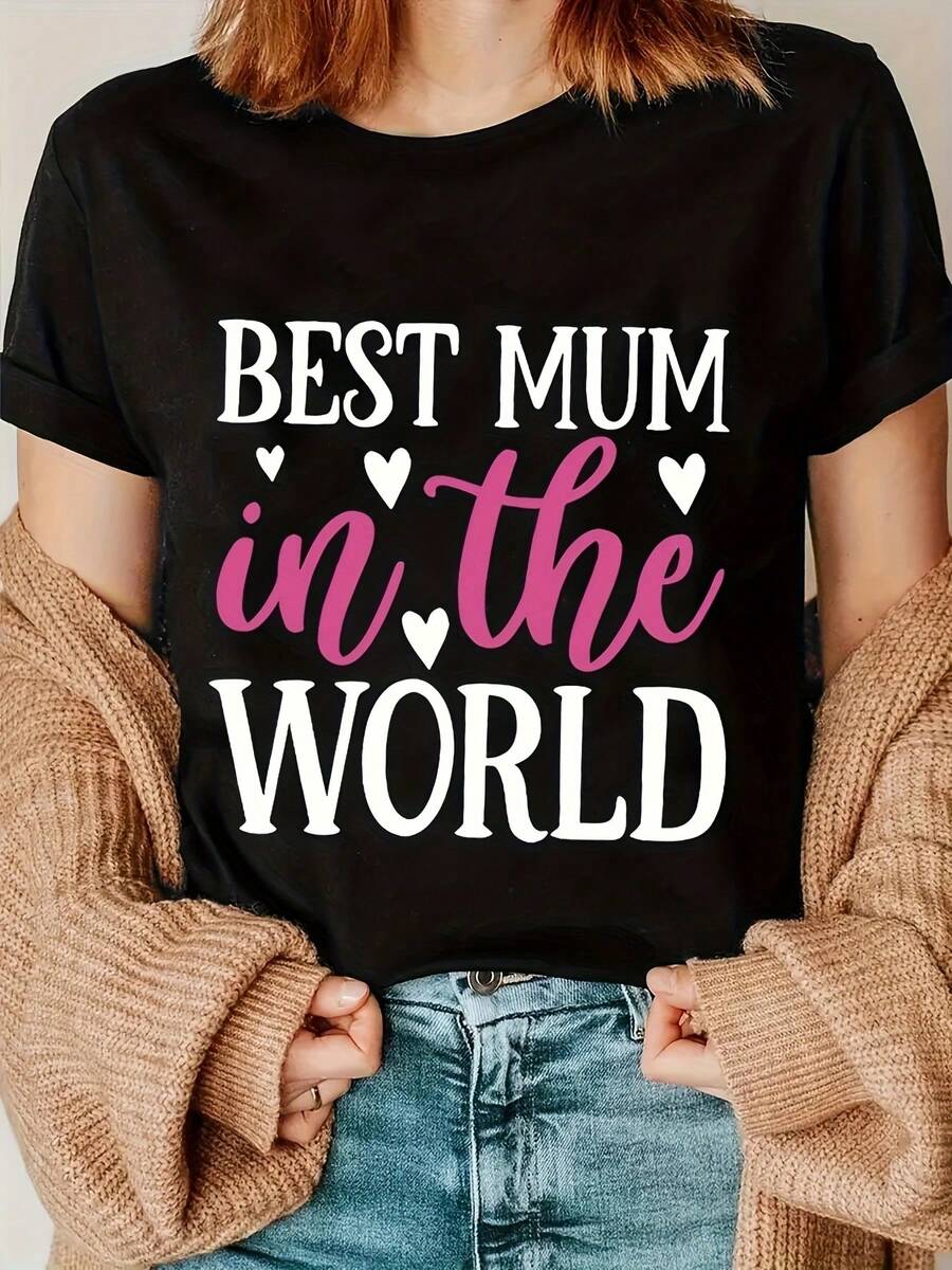 Plus Size, Plus Size Graphic Print T-shirt, Short Sleeve Crew Neck Casual Top for Summer & Spring, Women's Plus Size Clothing