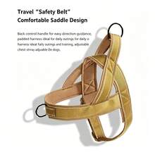 1pc Adjustable Reflective Nylon Soft Lining Tactical Dog Harness Leash, Suitable For Medium & Large Dogs, Durable Non-Pulling, For Outdoor Walking, Hiking & Daily Use - Army Green - View 8