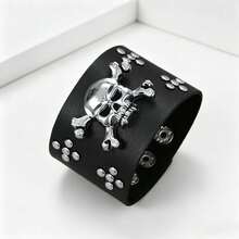 1pc Men's Skull Punk Bracelet, Punk Style Daily Accessory, Gift - Black - View 3