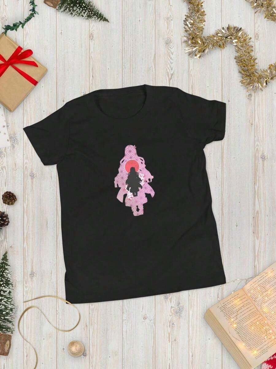 Camiseta negra de cuello redondo y manga corta, camiseta de anime para jóvenes, DS Demon Girl (talla juvenil), camisetas gráficas, ropa para niños Y2k Camiseta Camisa De - Blanco - Ver 1