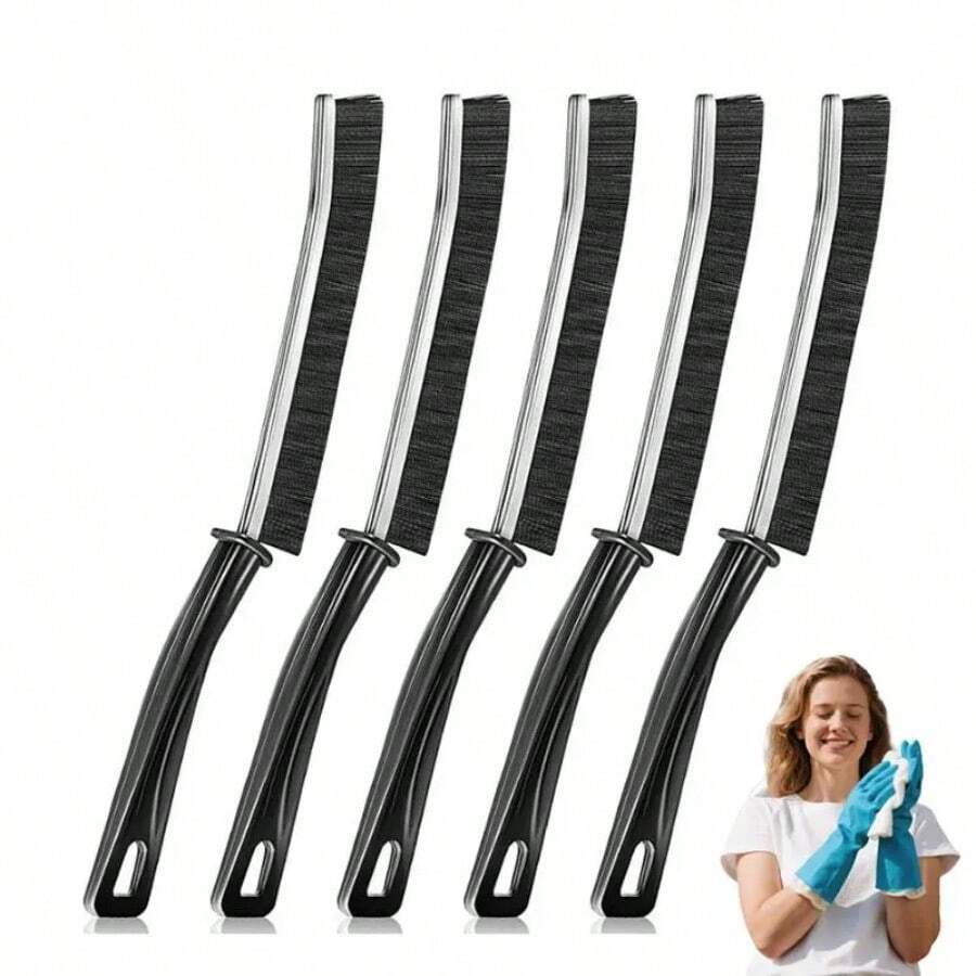 Multi-5 Pcs Crevice Cleaning Brush,Hard Bristle Gap Brush,Multifunctional For Bathroom Household Kitchen Tiles Window Crevice Cleaning Tool,Spring Cleaning,House Cleaning,Home Cleaning,Mother's Slay Home - Black-5 Pcs - View 1