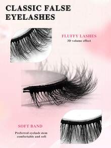 ENCHUW 7 Pairs Wispy Natural Look Eyelash Soft Band Faux Mink Lashes Fluffy Extension Reusable False Eyelashes Makeup - Black - View 2