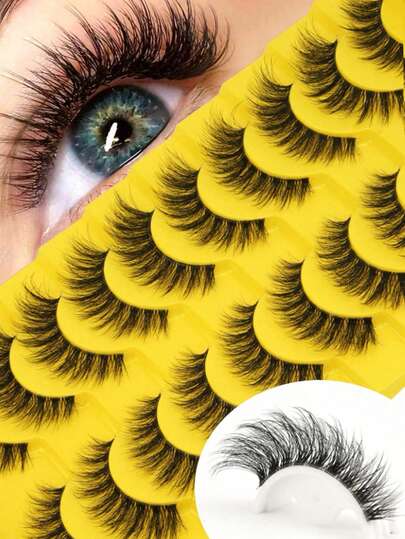 10 Pairs Natural Transparent False Eyelashes, Soft, Natural And Realistic, Strip-Style False Lashes, Fluffy And Vivid 3D Faux Mink Lashes, Soft Strip Fake Eyelashes, Suitable For Cosplay, Eyelash Decoration, False Lashes And Other Uses.