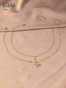 Hihho Bộ 2 chiếc dây chuyền mặt dây chuyền hình nơ và trái tim màu hồng nữ tính, dây chuyền choker nhiều lớp sang trọng, phù hợp với áo hai dây, áo sơ mi, váy, đi làm, hẹn hò, hàng ngày, dự tiệc. - chuỗi xương đòn - Xem 5