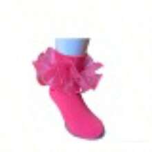 Girls' Solid Color Casual Socks With Ruffles, 1 Pair - Purple - View 6