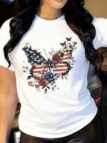 Designed For Modern, Stylish, And Comfortable Women. This Women's T-Shirt Features A  Letter Print, A Comfortable And Relaxed Crew Neck, And Is Suitable For All Seasons. It's A Chic Casual Top, Available For Local Delivery, And A Stylish Summer Essential For Summer Parties, Summer Fashion, And Mother's Day Gifts. Made With Premium Soft And Breathable Fabric, It's Designed For All-Day Comfort And Versatile Everyday Wear, Perfect For Casual Outings. - 白色 - 查看 7