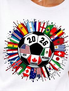 2026 Football Fan T-Shirt, USA, Mexico And Canada Football Jersey, International Flags T-Shirt, Gift For World Football Fans, 2026 Sports T-Shirt, Unisex Fan T-Shirt. - 黑色 - 查看 6
