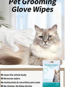 Multifunctional Pet Cleaning Gloves, Waterless Rinse-Free Disposable Bathing Wipes, Suitable For Cats And Dogs, Skin-Friendly Non-Irritating, Portable, Deodorizing, Etc. - White - View 8