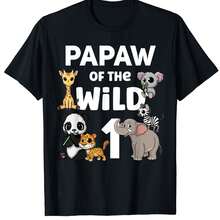 1st Birthday clothes T-Shirt fclothes Dad - Soft clothes with Wild Animal Print (Lion, Elephant, and Giraffe) - Classic clothes Casual Shirt fclothes New Parents, clotheshine Washable, Ideal Gift fclothes Travel, Spclothests, and Casual Wear, Breathable Fabric, Shclothest Sleeve, Durable Construction - Negro - Ver 1