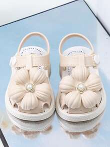 Nuevas sandalias de princesa con lentejuelas para niñas pequeñas y bebés, zapatos de playa de suela blanda, sandalias de verano para niños, sencillas y elegantes - Beis - Ver 2